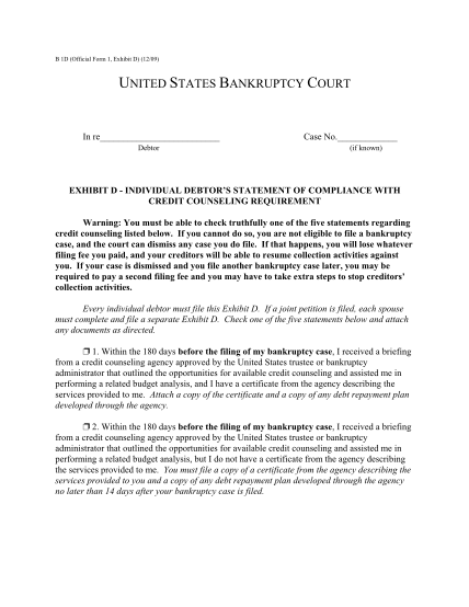 303341580-b-1d-official-form-1-exhibit-d-1209-united-states-bankruptcy-court-district-of-district-of-kansas-in-re-debtor-case-no-ksb-uscourts