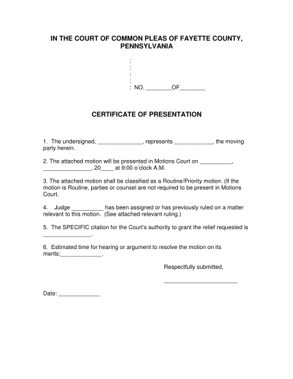 30459863-motions-court-certificate-of-presentation-fayette-county-co-fayette-pa