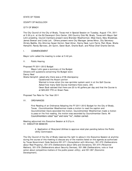 30524662-the-city-council-of-the-city-of-brady-texas-met-in-special-session-on-tuesday-august-17th-2011-bradytx