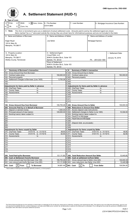 Trid Form Fillable Settlement Statement With Calculator Totals ...