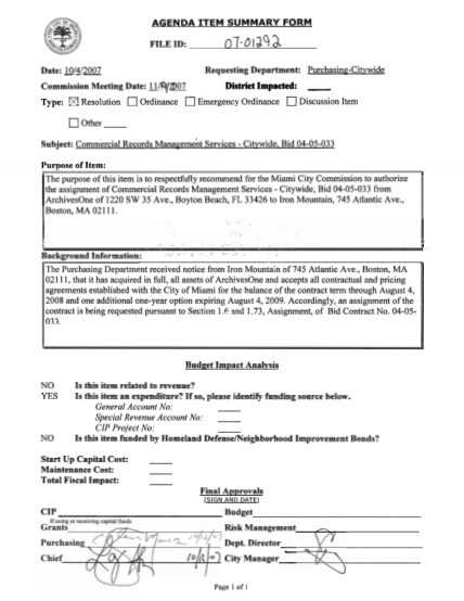 30776153-agenda-item-summary-form-07-0129-2-file-id-date-1042007-requesting-department-purchasing-citywide-commission-meeting-date-type-resolution-ll-igm-district-impacted-ordinance-emergency-ordinance-discussion-item-other-subject-egov