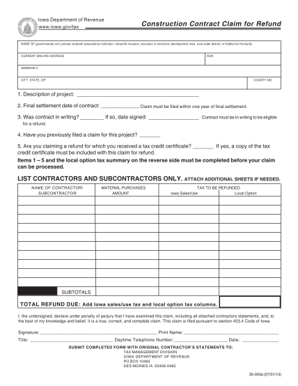 30850801-construction-contract-claim-for-refund-state-of-iowa-state-ia