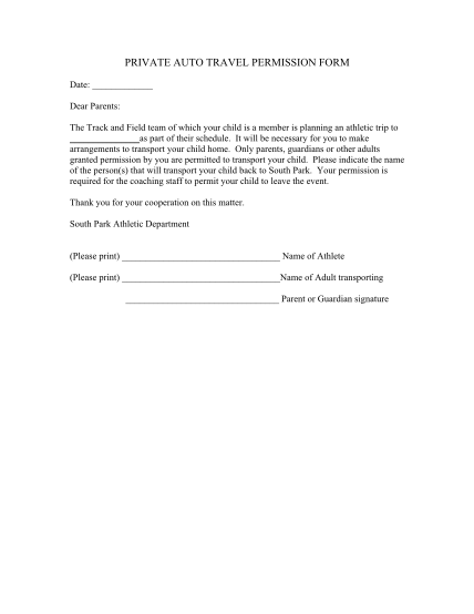 Daycare Transportation Permission Form Transport Informations Lane