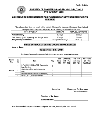 308978144-schedule-of-requirements-for-purchase-of-network-equipments-web-uettaxila-edu
