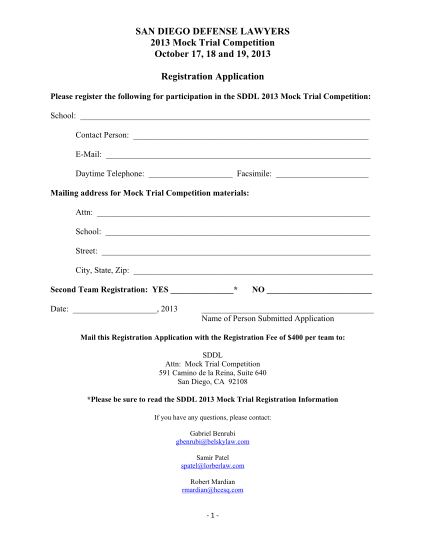 311053555-san-diego-defense-lawyers-2013-mock-trial-competition-october-17-18-and-19-2013-registration-application-please-register-the-following-for-participation-in-the-sddl-2013-mock-trial-competition-school-contact-person-email-daytime-sddl