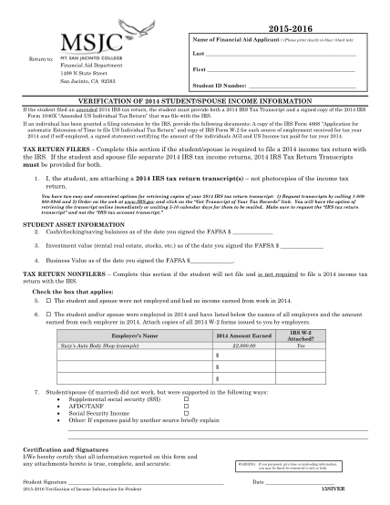 311121002-20152016-name-of-financial-aid-applicant-please-print-clearly-in-blue-black-ink-return-to-last-financial-aid-department-1499-n-state-street-san-jacinto-ca-92583-first-student-id-number-verification-of-2014-studentspouse-income