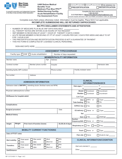 31438112-bcbsm-january-2012-skilled-nursing-facility-acute-rehab-facility-fax-assessment-form-2012-p4p-ceo-attestation