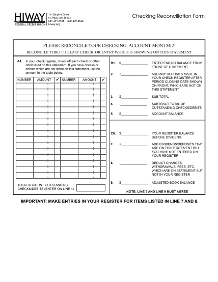 20 checking account reconciliation worksheet - Free to Edit, Download