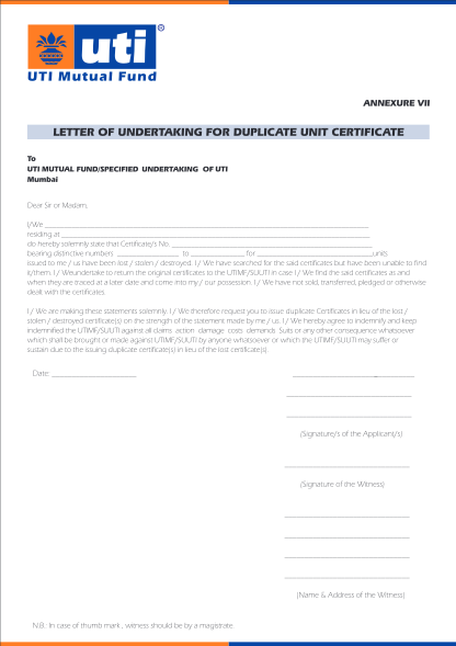 31642299-uti-mutual-found-letter-of-undertaking-for-duplicate-unit-certifcate
