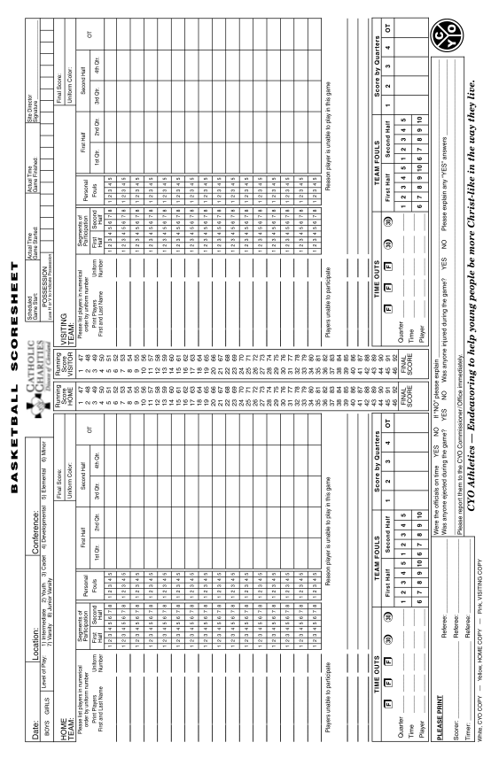 19 Basketball Score Sheet Free To Edit Download Print CocoDoc