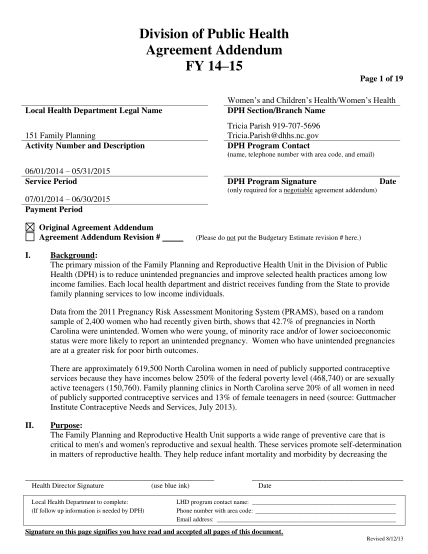 317461584-division-of-public-health-agreement-addendum-fy-1415-page-1-of-19-local-health-department-legal-name-womens-and-childrens-healthwomens-health-dph-sectionbranch-name-151-family-planning-activity-number-and-description-tricia-parish