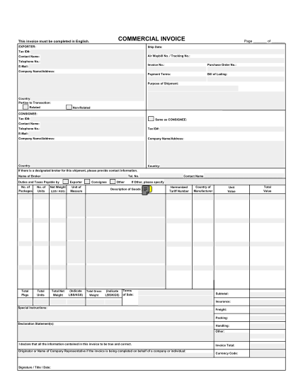 54 commercial invoice template excel free to edit download print cocodoc