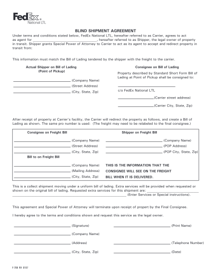 20 bill of lading form fedex - Free to Edit, Download & Print | CocoDoc