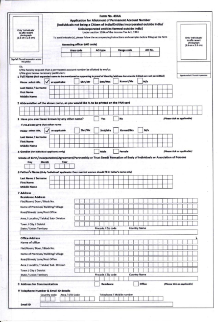 319066452-49aa-application-for-allotment-of-permanent-account-number-individuals-not-being-a-citizen-of-indiaentities-incorporated-outside-india-unincorporated-entities-formed-outside-india-only-individuais-to-affix-recent-under-section-139a-of