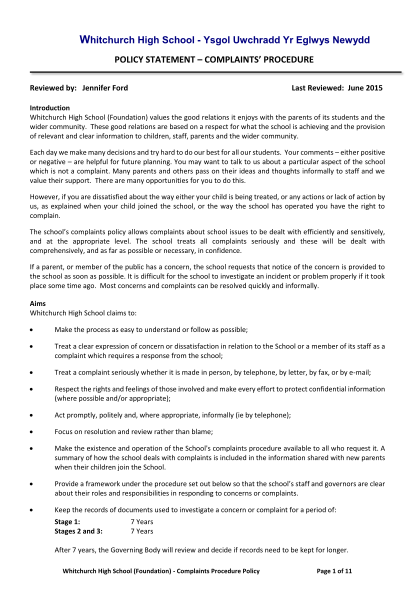 319423431-complaints-procedure-policy-whitchurch-high-school