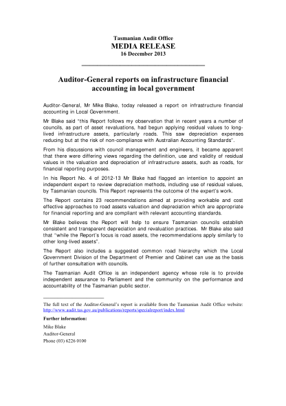319575524-16-december-2013-auditor-general-reports-on-infrastructure-audit-tas-gov