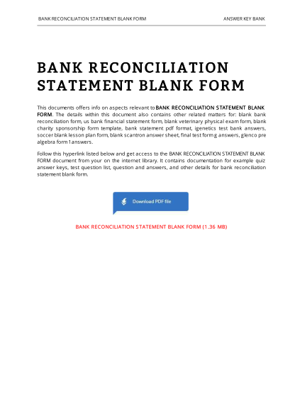 17 Bank Reconciliation Template - Free to Edit, Download & Print