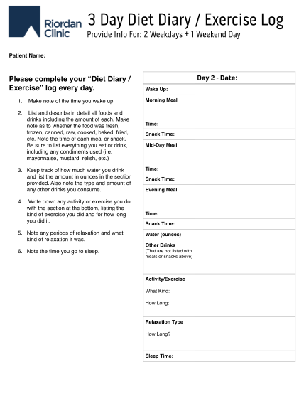 320604366-3-patient-forms-riordan-clinic-3day-diet-diary-exercise-logpages-riordanclinic