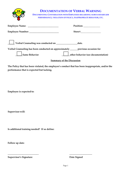 87 Verbal Warning Letter For Misconduct Page 2 Free To Edit Download 