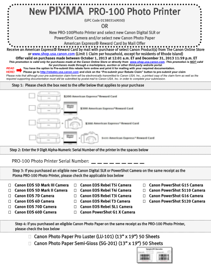 Old Canon Rebate Forms