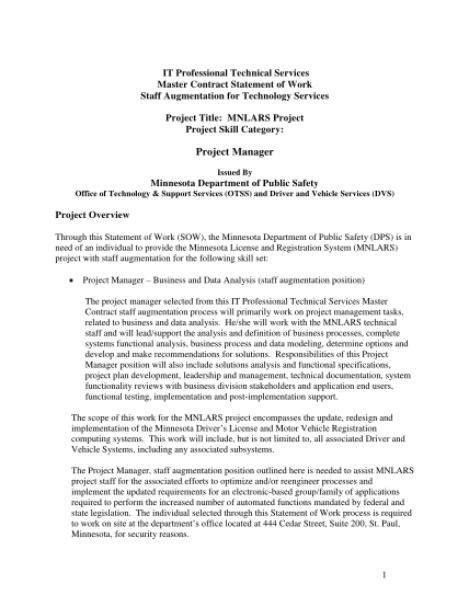 323558776-it-professional-technical-services-master-contract-statement-of-work-staff-augmentation-for-technology-services-project-title-mnlars-project-project-skill-category-project-manager-issued-by-minnesota-department-of-public-safety-office