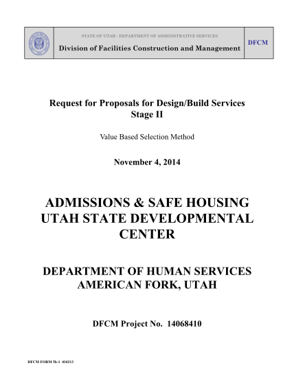 323590569-state-of-utah-department-of-administrative-services-division-of-facilities-construction-and-management-dfcm-request-for-proposals-for-designbuild-services-stage-ii-value-based-selection-method-november-4-2014-admissions-ampamp