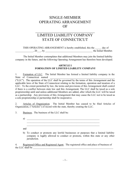 3236222-connecticut-single-member-limited-liability-company-llc-operating-agreement