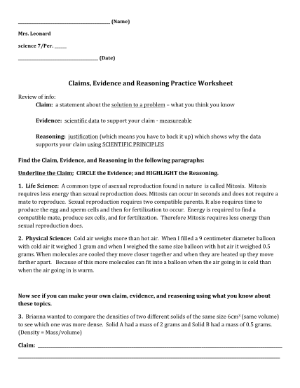 324011354-claim-evidence-reasoning-practice-worksheets-science-pdf