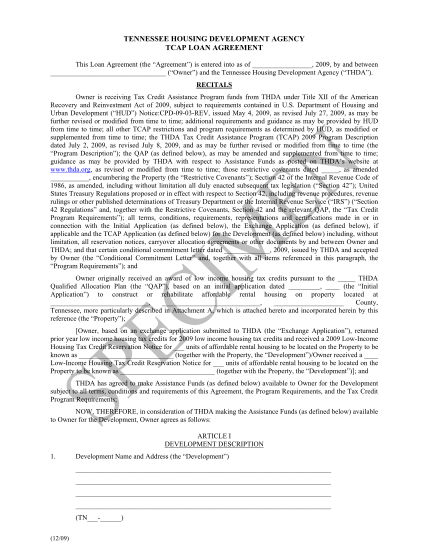32422126-tennessee-housing-development-agency-tcap-loan-agreement
