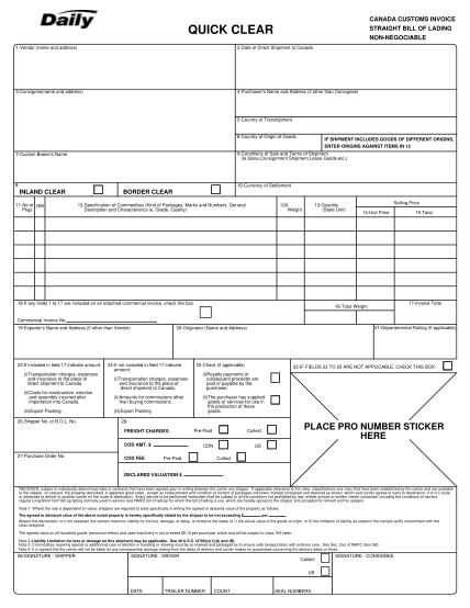 90 canada customs invoice requirements page 2 - Free to Edit, Download ...