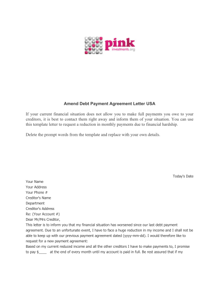 debt payment agreement template