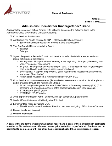 325509032-admissions-checklist-for-kindergarten-5th-grade-ocacademy