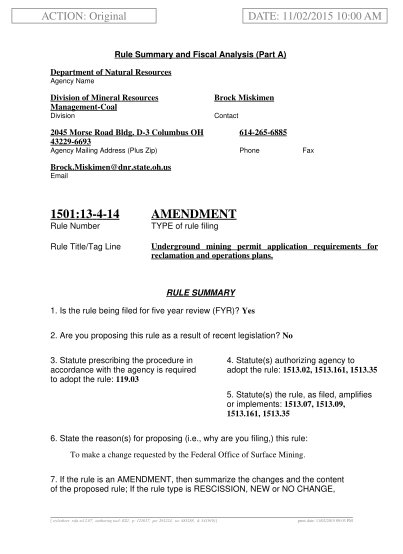 326142333-us-email-150113414-amendment-rule-number-type-of-rule-filing-rule-titletag-line-underground-mining-permit-application-requirements-for-reclamation-and-operations-plans