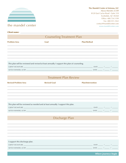 17 counseling treatment plan template pdf - Free to Edit, Download ...