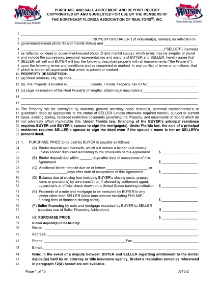 327694523-purchase-and-sale-agreement-and-deposit-receipt-copyrighted-by-and-suggested-for-use-by-the-members-of-the-northeast-florida-association-of-realtors-inc