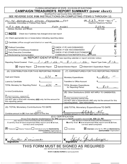 32773365-florida-department-of-state-division-of-elections-campaign-treasurers-report-summary-cover-sheet-modified-for-lee-county-only-09-2001-see-reverse-side-for-instructions-on-completing-items-1-through-11-1-l-5-i-5