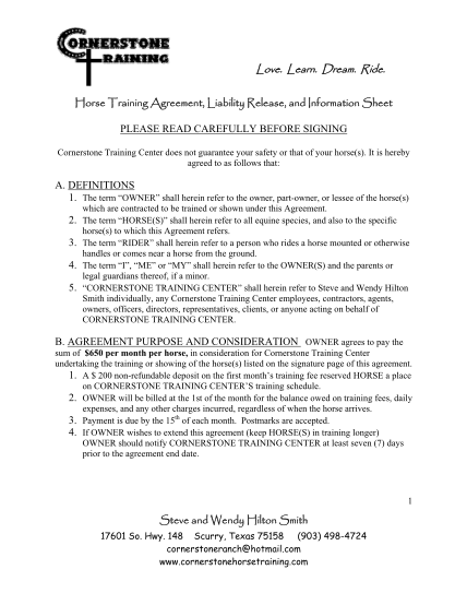 328304673-horse-training-agreement-liability-release-and-information-sheet-please-read-carefully-before-signing-cornerstone-training-center-does-not-guarantee-your-safety-or-that-of-your-horses