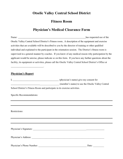 70 medical clearance form for exercise page 5 - Free to Edit
