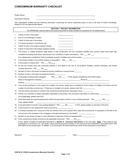 32902066-fillable-condo-warranty-checklist-form