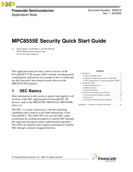32975645-mpc8555e-security-quick-start-guide-this-application-note-presents-a-tutorial-on-the-powerquicc-iii-security-sec-module-followed-by-an-example-of-how-to-build-and-run-the-scale-linux-based-security-driver-on-the-mpc8555cds-platform