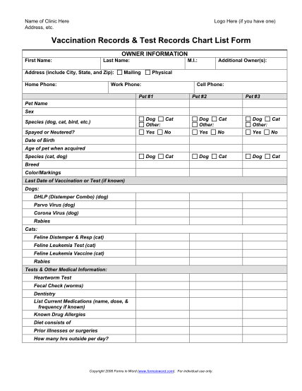23 Pet Vaccination Record Template Free To Edit Download Print Cocodoc