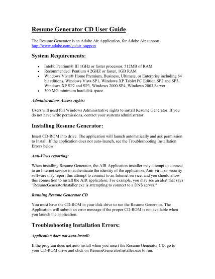 33202468-resume-generator-trouble-shooting-guide-sample-application-form