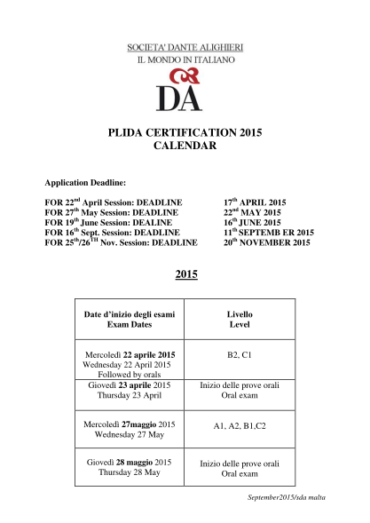 333364419-plida-certification-2015-calendar-application-deadline-for-22nd-april-session-deadline-for-27th-may-session-deadline-for-19th-june-session-dealine-for-16th-sept-dantemalta