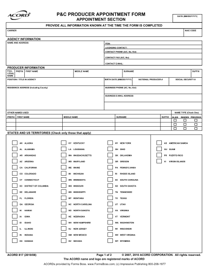 33539252-pampc-producer-appointment-form-acord-forms