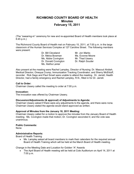 335844010-richmond-county-board-of-health-minutes-february-15-2011-richmondcountync