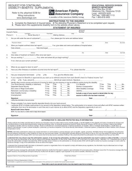 337010-fillable-american-fidelity-request-for-continuing-disability-benefits-supplemental-form