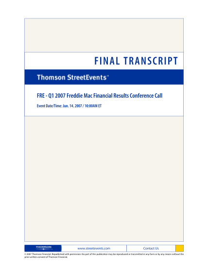 33899-transcripts_061-407-q1-2007-freddie-mac-financial-results-conference-call-on-jun-14-freddie-mac-forms-and-applications