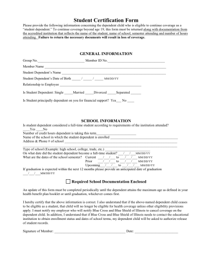 34375413-student-certification-form-blue-cross-blue-shield-of-illinois