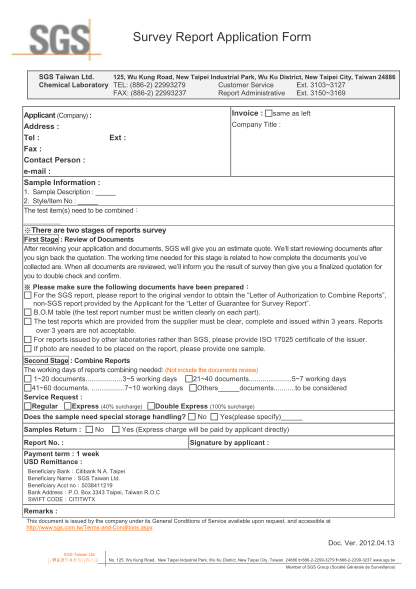 34478113-survey-report-application-form-sgs