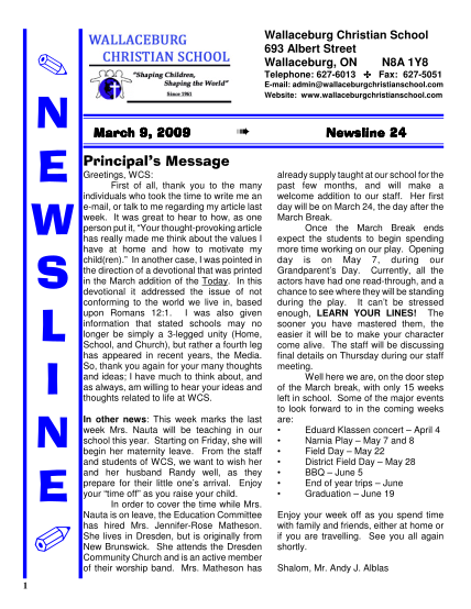 345295892-com-march-9-2009-newsline-24-principals-message-greetings-wcs-first-of-all-thank-you-to-the-many-individuals-who-took-the-time-to-write-me-an-email-or-talk-to-me-regarding-my-article-last-week